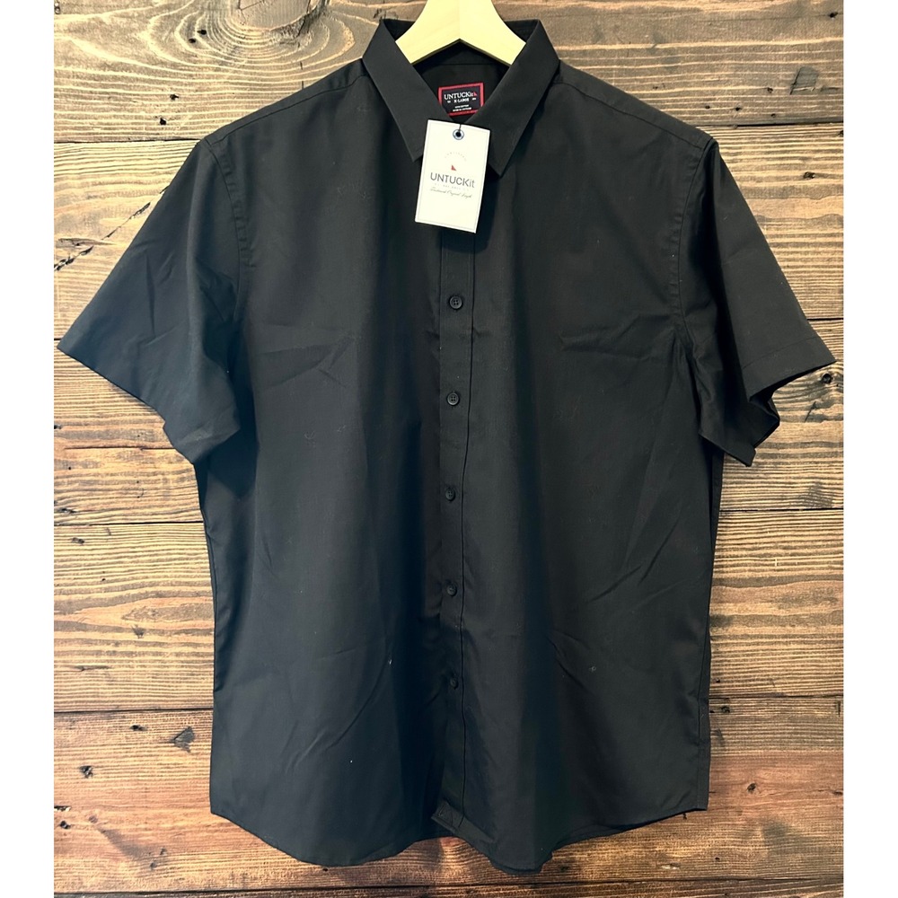 UNTUCKit Coufran Shirt Mens XL Black Short Sleeve 100% Cotton Gorpcore Relaxed